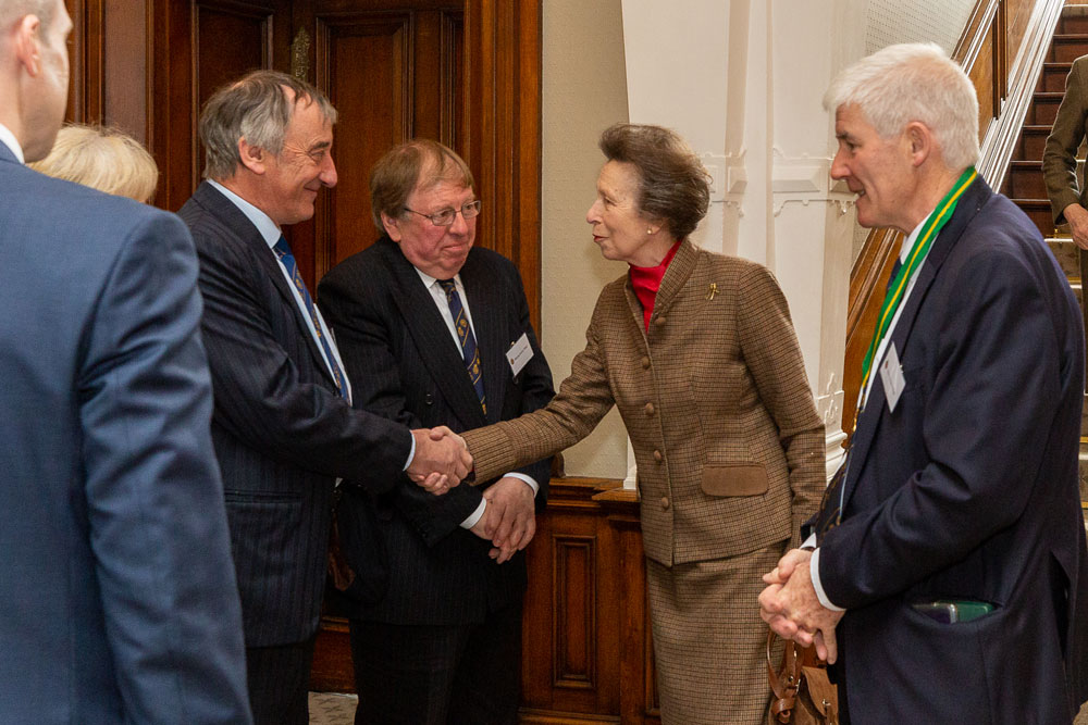 HRH The Princess Royal meets members of the National CARAS council, fellows, associates and guests. Pictured L-R Mansel Raymond FRAgS (Wales), Meurig James FRAgS (Wales) with HRH The Princess Royal and National CARAS chairman Nick Green FRAgS